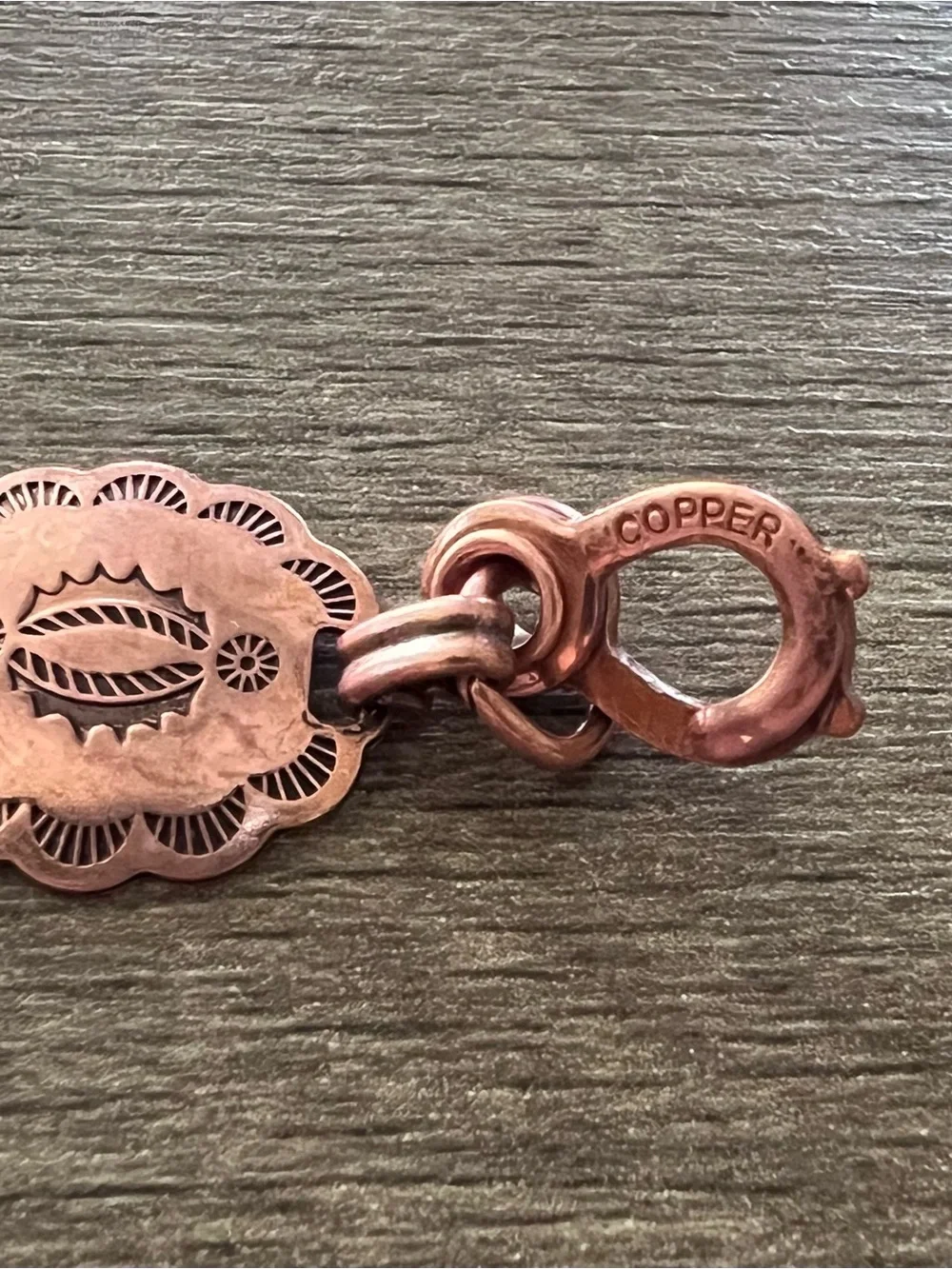 Vintage Fred Harvey Era Pure Copper Stamped Concho Style Bracelet